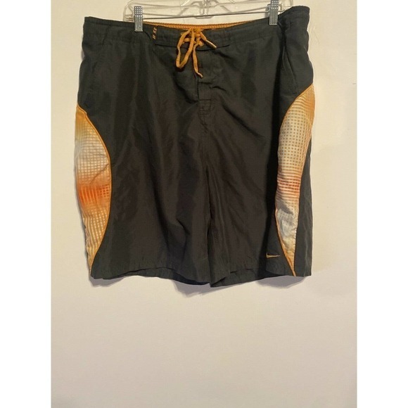 Nike mesh lined swim board shorts trunks size XL charcoal gray black - Picture 1 of 8